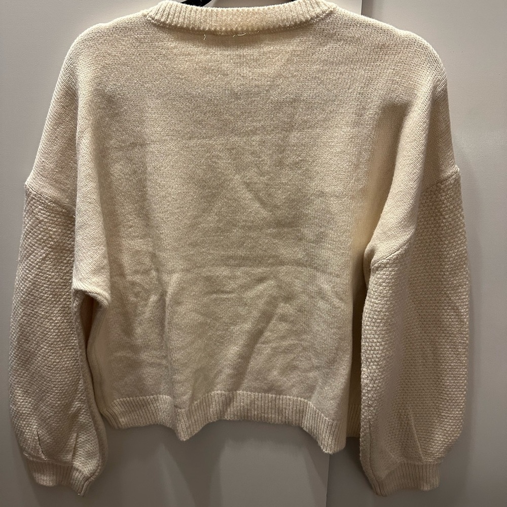 HYACINTH HOUSE FLOWER EMBROIDERED SWEATER CREAM puff sleeve Tuckernuck - Picture 10 of 10